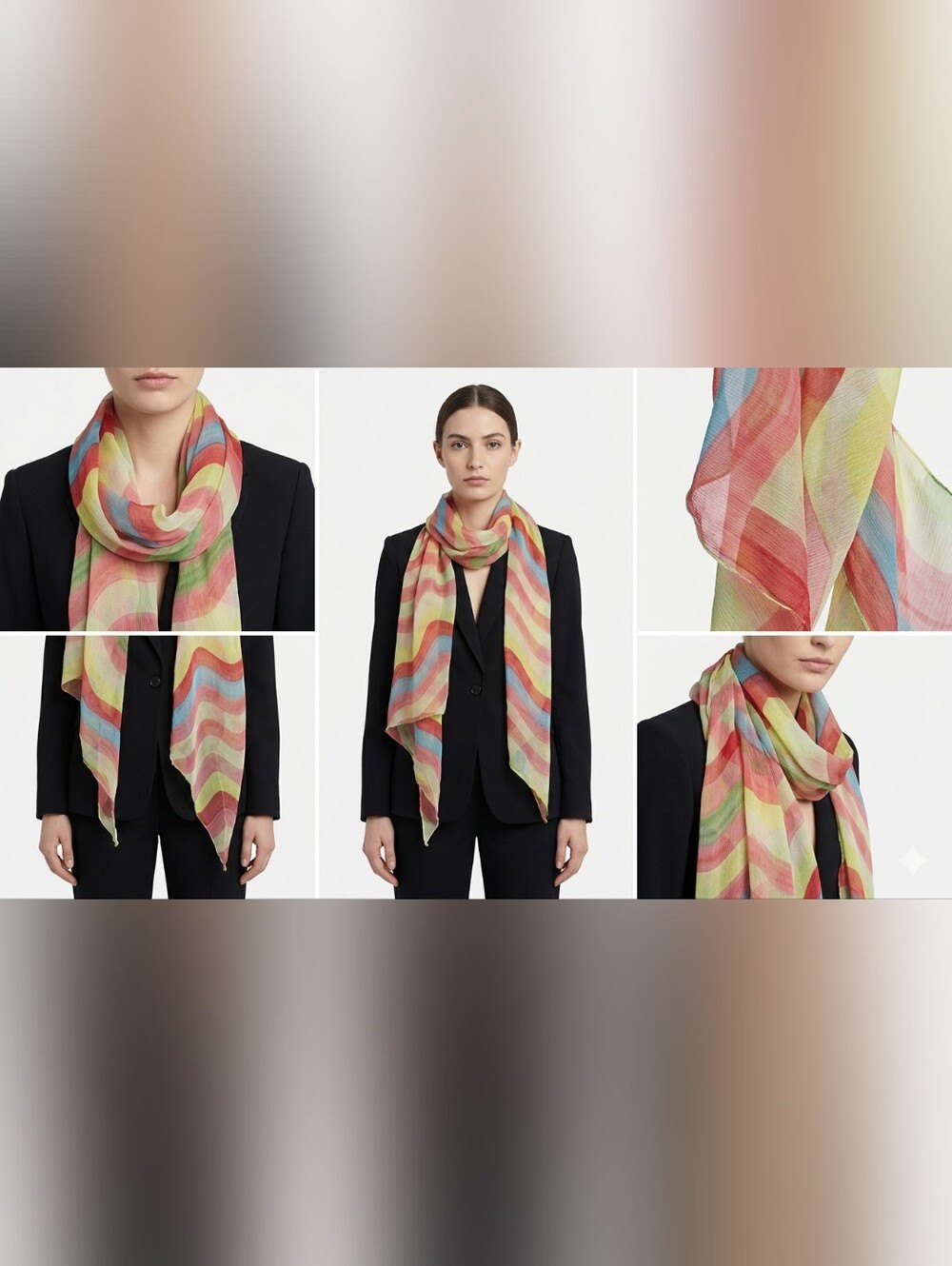 Vintage Sport Missoni Italy 100% Silk Striped Scarf Excellent Dopamine Dressing